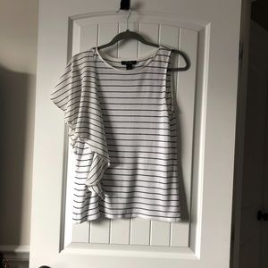 Assymetrical Black and White Striped top